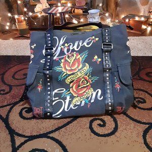 Ed Hardy large black denim bag